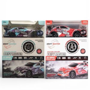 Paquete de 2 coches de control remoto Power Craze Drift Masters 1:24 azul + rojo nuevo en caja-