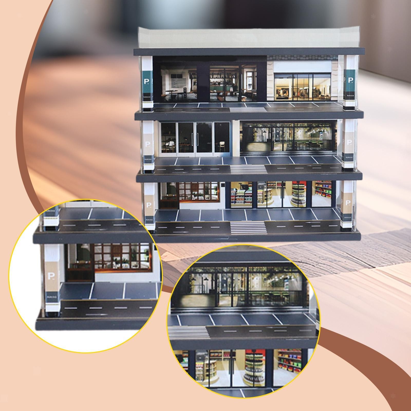 1/64 Model Car Display Case Street Diorama Easy Assembly Toy Car Storage Box - Image 5