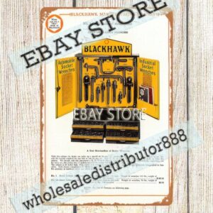 1926 stock cabinet Wrenches automotives tools automobile metal tin sign