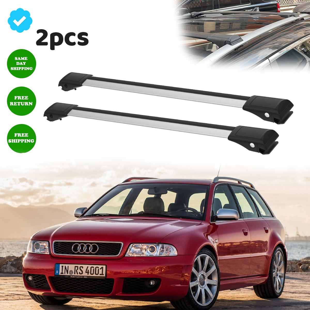 Portaequipajes plateado barras transversales para Audi A4 B5 Avant 1994-2001 piezas-