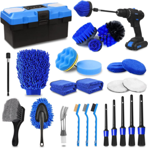 27Pcs Car Detailing Accessories Set - Car Wheel Tire Brushes with Tool Box Kit