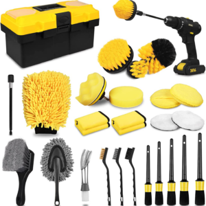 27Pcs Car Detailing Accessories Set - Car Wheel Tire Brushes with Tool Box Kit