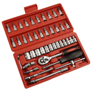 46PCS 1/4" Ratchet Wrench Combination Socket Tool Set Kit Auto Car Repair Tool&
