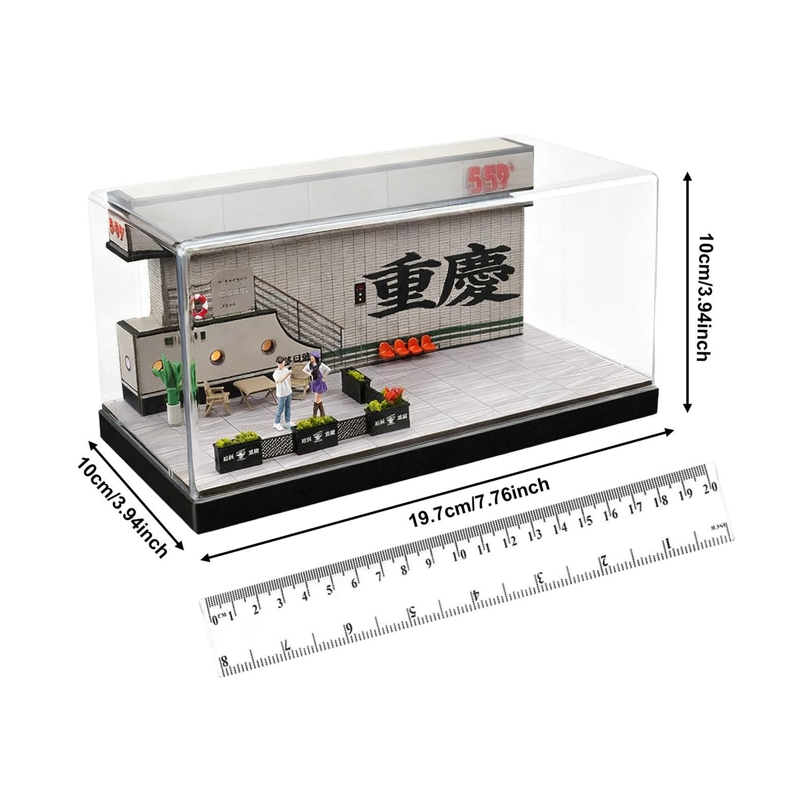 1/64 Model Car Display Case Toy Car Storage Box Street Diorama with Light Micro - Image 2