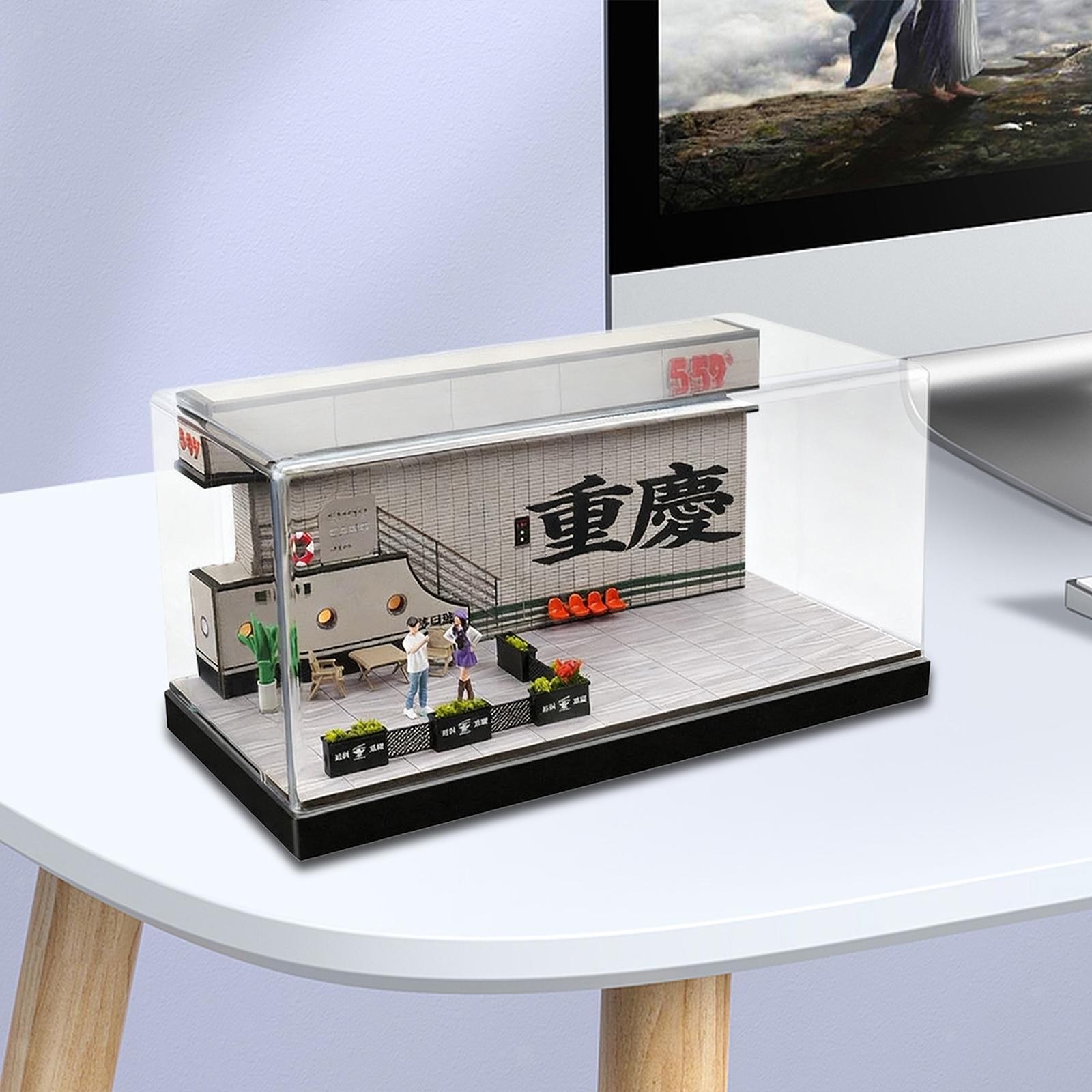 1/64 Model Car Display Case Toy Car Storage Box Street Diorama with Light Micro - Image 5
