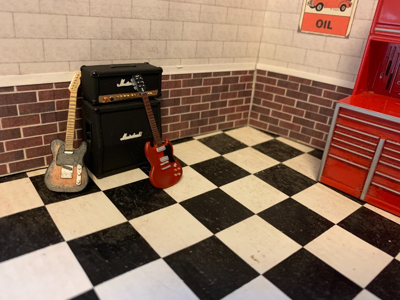 1/24 1/25 Resin Guitar Amplifier Head & Speaker Cabinet for Model Car Dioramas