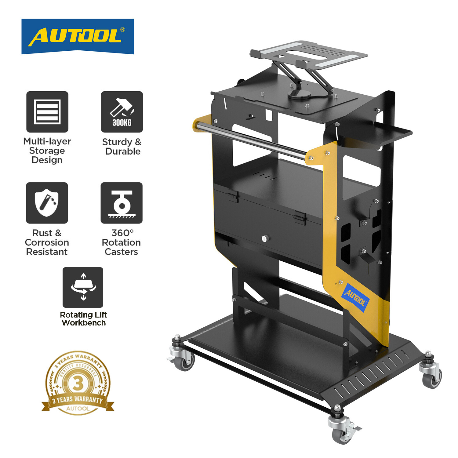 Automotive Service Rolling Tool Cart Garage Trolley Workshop with Rotary lift