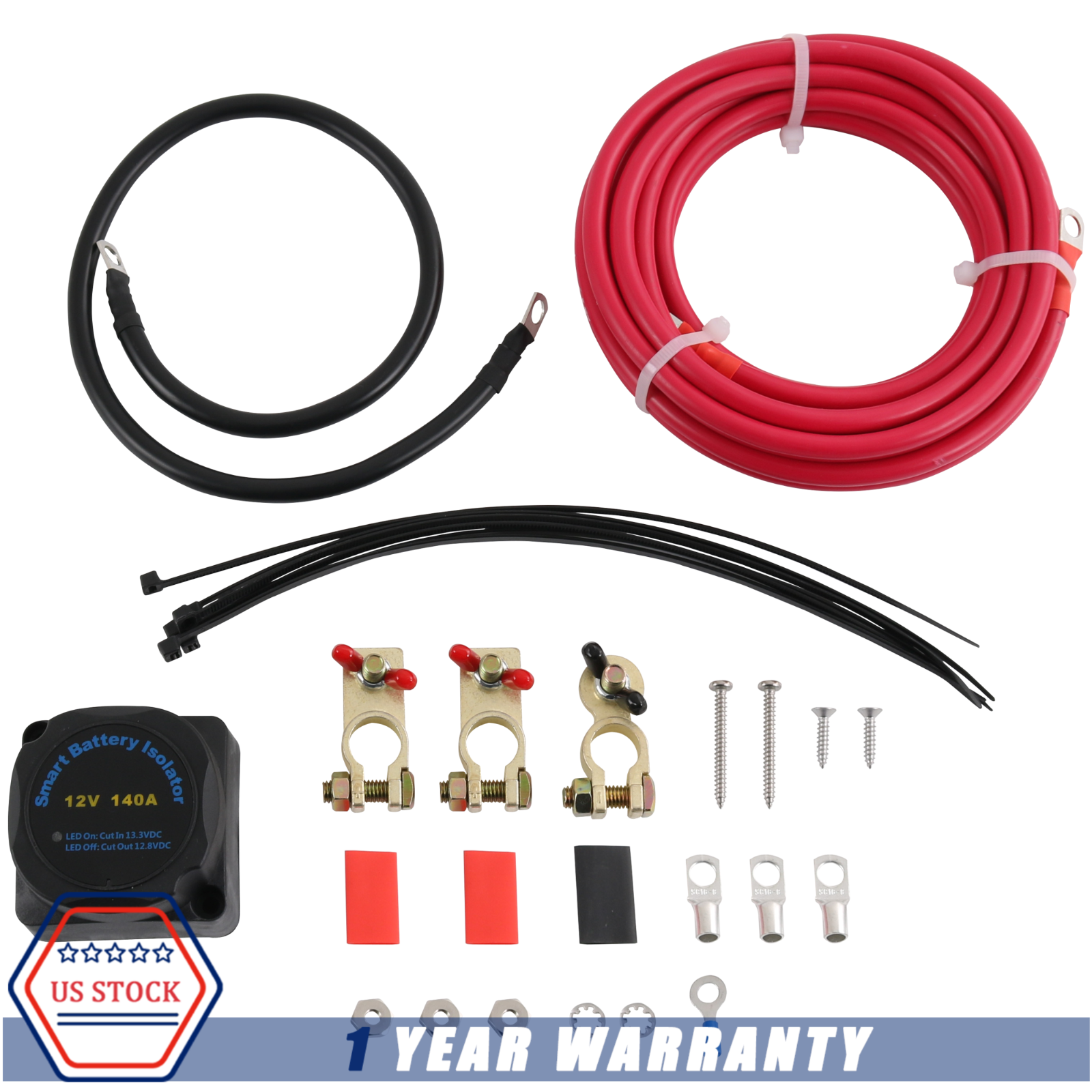 Dual Battery Isolator Kit 12V Fits Car Watercraft Marine ATV UTV 4WD Rzr RV 140A