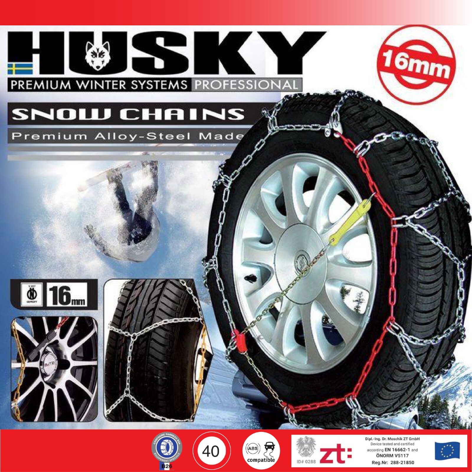 Sumex Husky Invierno Universal 16mm Cadenas de Nieve Rueda Coche Neumáticos 4x4 Par incl Caja- - Image 3