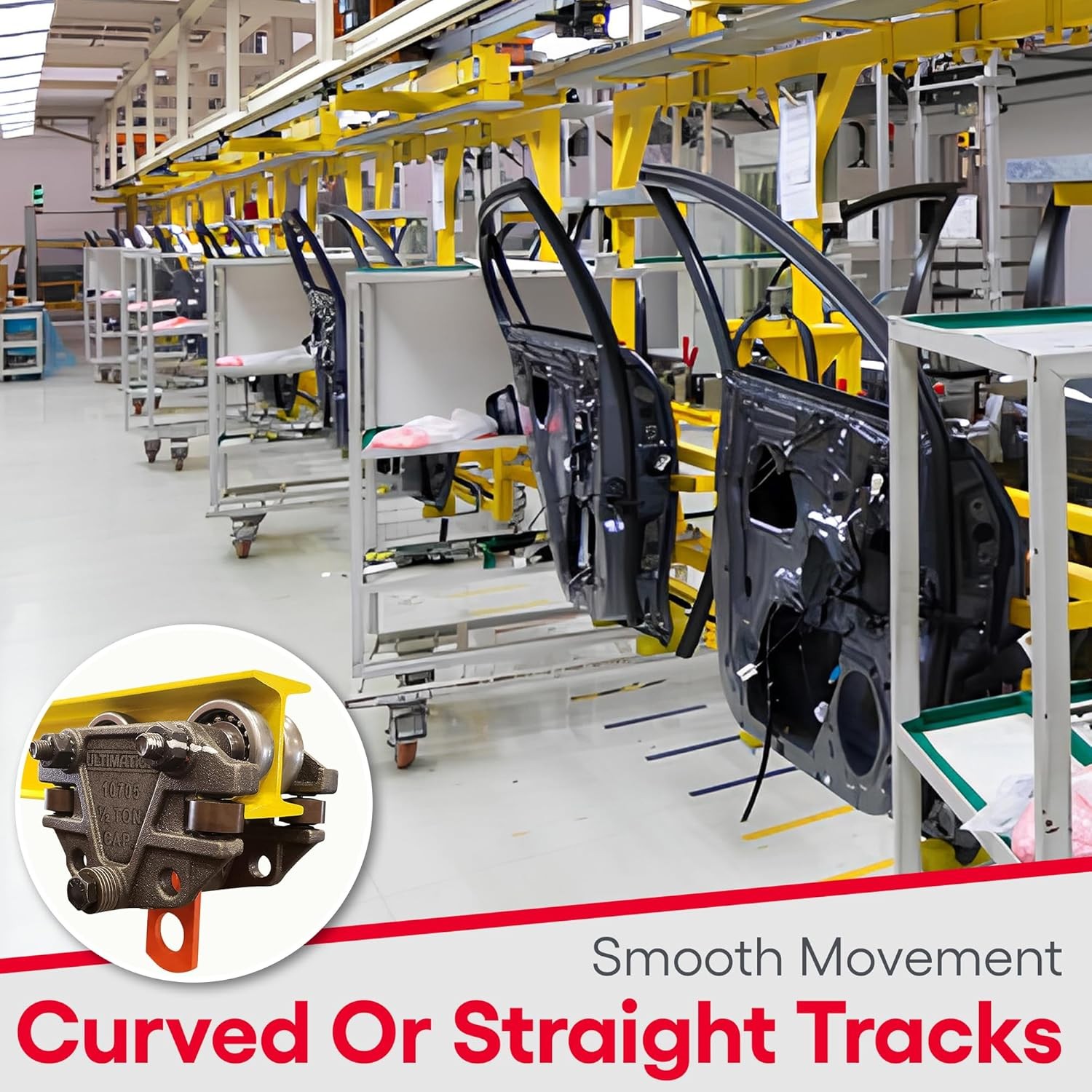Heavy Duty1000Pound Capacity I Beam Trolley W/Guide Rollers Automotive Assembly - Image 4