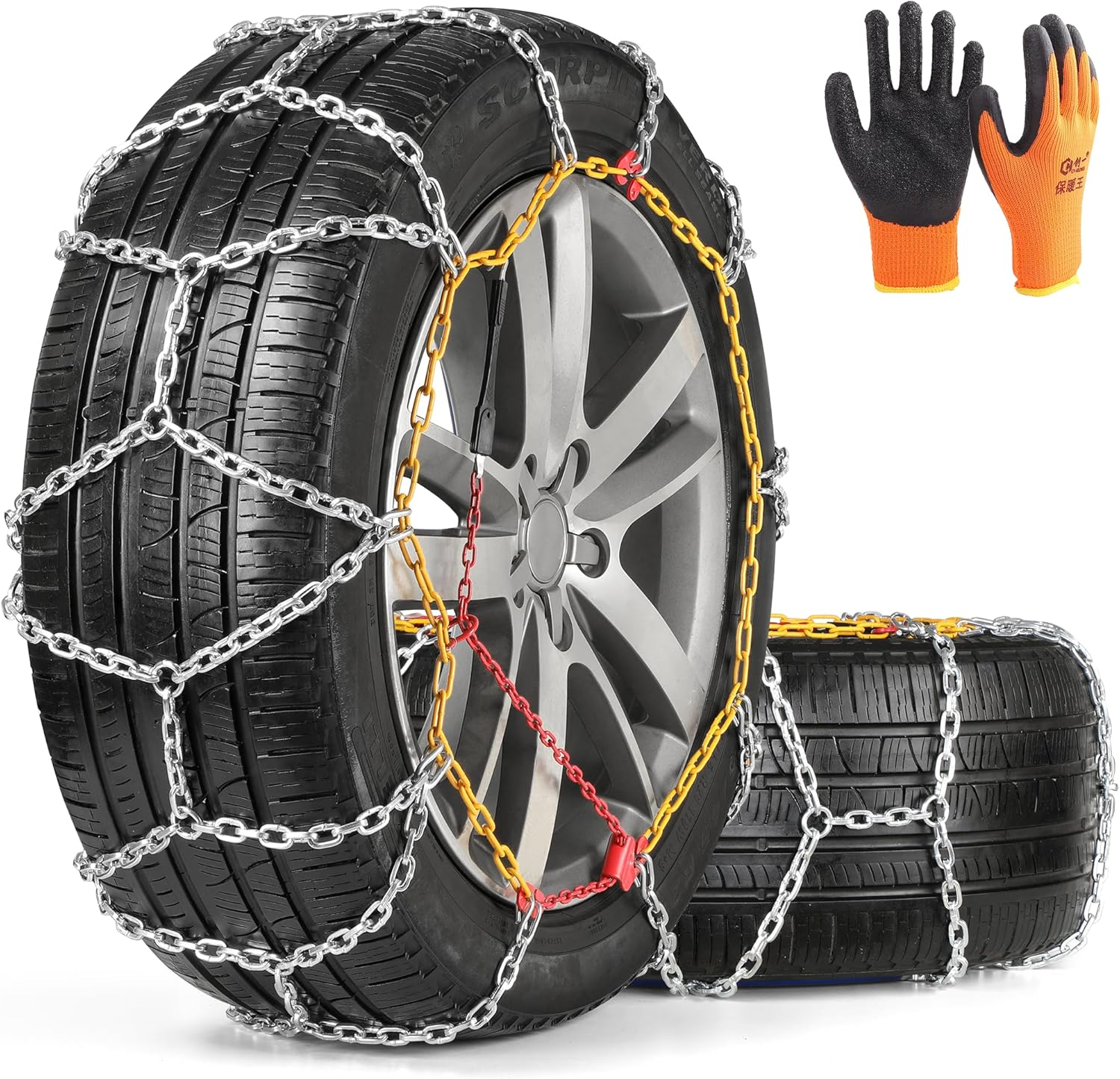 Cadenas de nieve de alta resistencia para camiones y SUV - Juego de 2, diseño antideslizante-