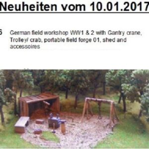 MGM 070-046 1/72 Resin WWI + II German Field Workshop w/Crane+Trolley/Forge/More