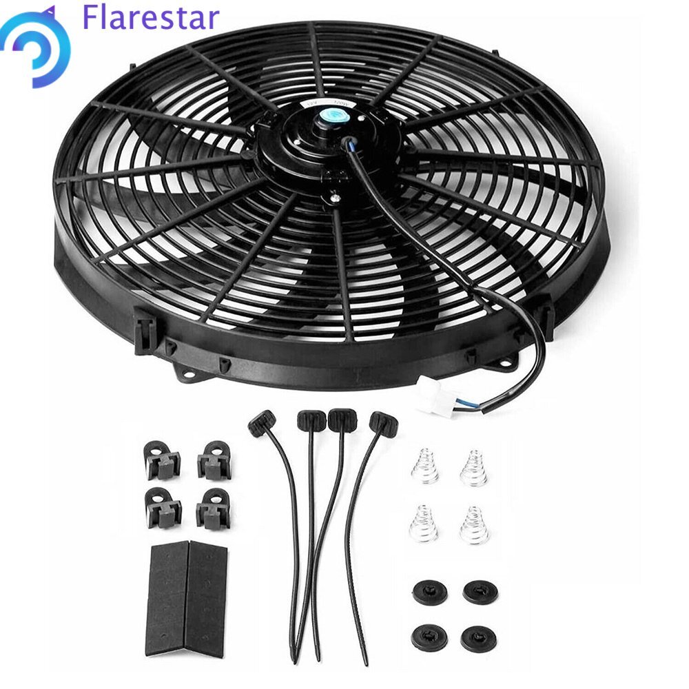 VENTILADOR RADIADOR ELÉCTRICO 16" ALTO 3000 CFM TERMOSTATO CABLEADO INTERRUPTOR RELÉ KIT NEGRO- - Image 2