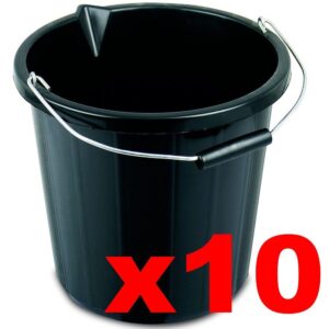 Cubo de plástico Black Builders 3 galones 14 litros 14 L almacenamiento de mezcla de agua fuerte-