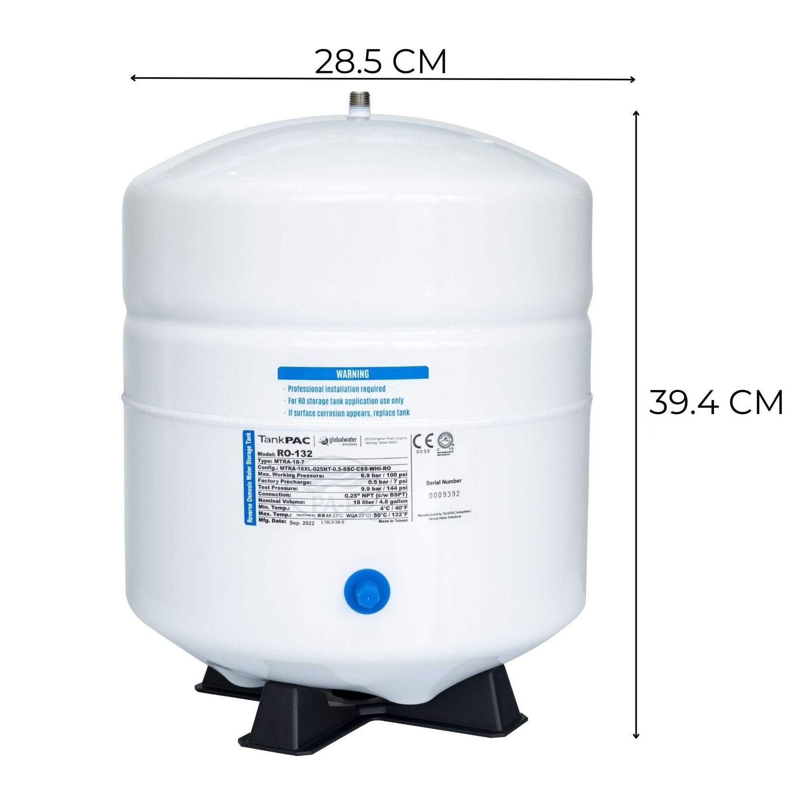 Tanque de almacenamiento de agua de metal de ósmosis inversa (RO) Hommix de 3,2 galones- - Image 5