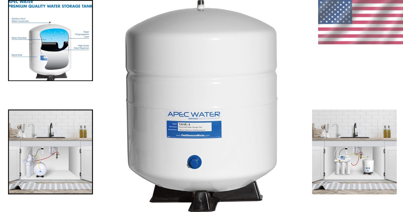 Tanque de almacenamiento de agua de ósmosis inversa de acero inoxidable de 4 galones de alta resistencia- - Image 2