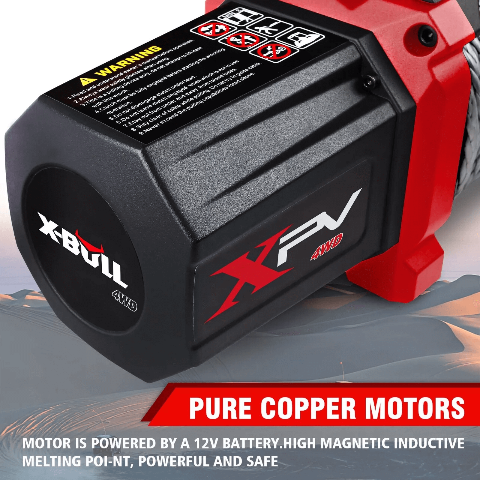 X-BULL Electric Winch 10000LBS 12V Synthetic Rope Towing Trailer Truck 4WD 4X4 - Image 4