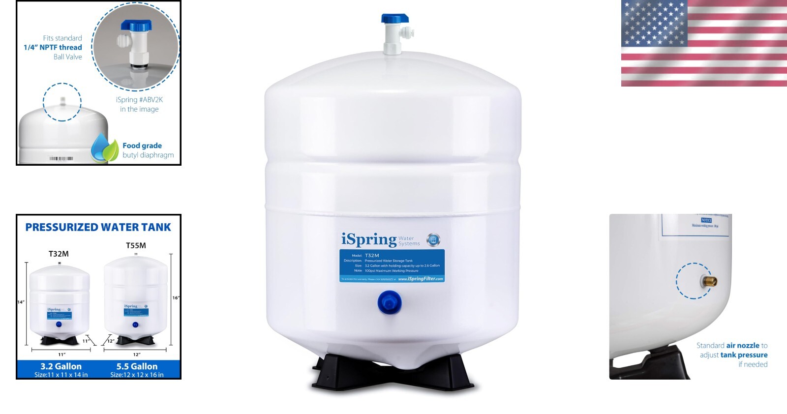 Tanque de almacenamiento de agua de grado alimenticio con válvula de acero inoxidable - Capacidad de 4 galones- - Image 2