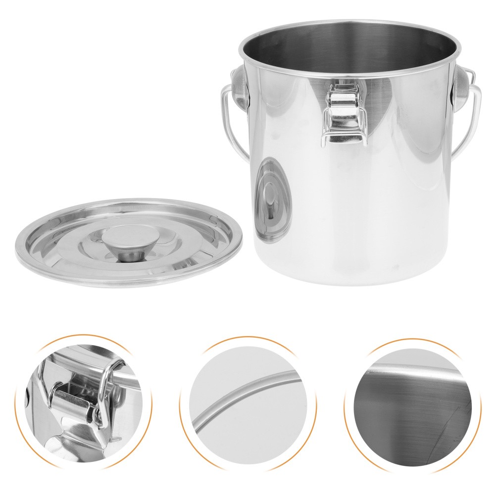 Cubo de metal de barril hermético de acero inoxidable con tapa compacto ignífugo-