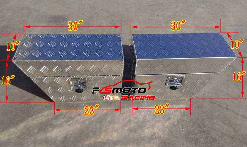 Pair Aluminium 30"x10"x16"Undertray TRAILER Underbody Ute Tool Box bed Truck+Key - Image 2