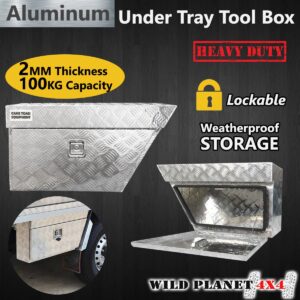 Ute Tool Boxes Pair Under Tray Aluminium Heavy Duty Vehicle Chest Storage w Lock