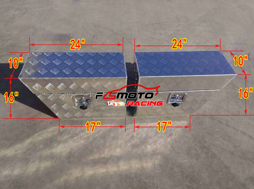24"x10"x16" Pair Aluminium Undertray Under Tray Underbody Ute Tool Box+Lock+Key