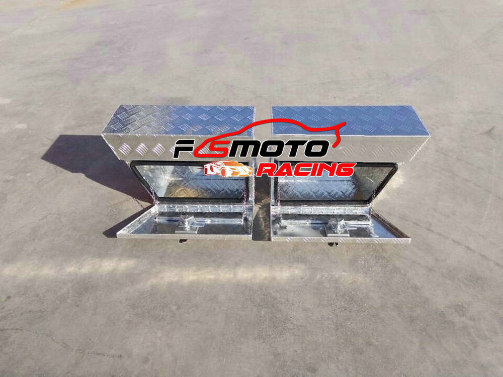 24"x10"x16" Pair Aluminium Undertray Under Tray Underbody Ute Tool Box+Lock+Key - Image 2