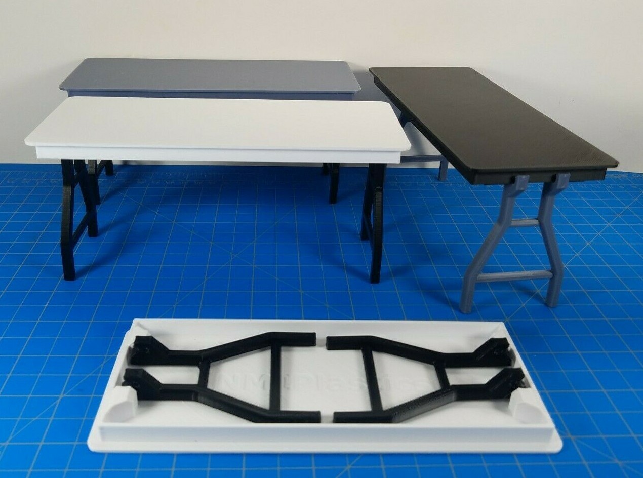 Mesa Plegable Escala 1/10 Patas Plegables Tamaño 3D Impreso Miniatura Accesorio-