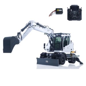 Excavadora hidráulica de radiocontrol con ruedas 1:14 4x4 LR914 metal 8 vías válvula excavadora bloqueo del eje-