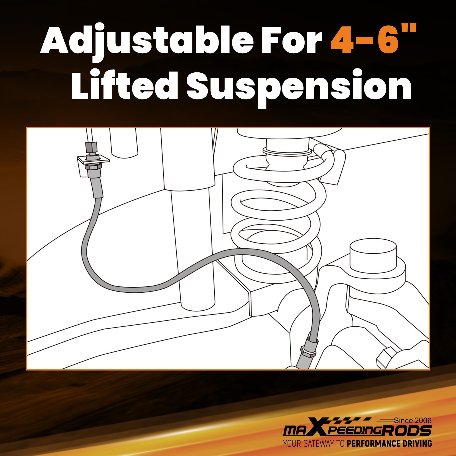 Líneas de freno delanteras de acero inoxidable para Ford F-250 F-350 4x4 2008-2016 aptas para 4-6"- - Image 4