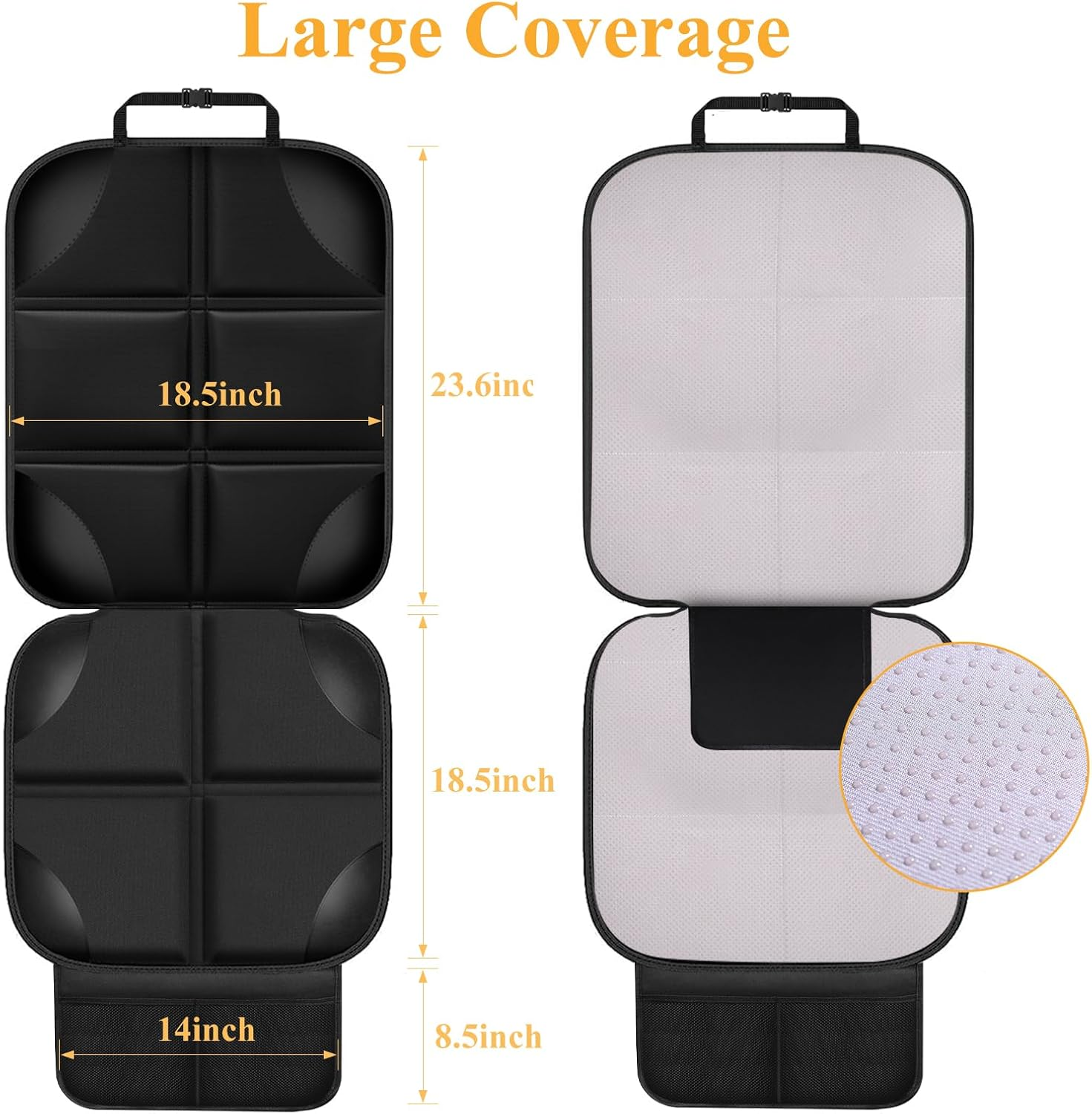 Paquete de 2 protectores de asiento de coche - alfombrillas antideslizantes acolchadas gruesas para asientos de coche de bebé- - Image 3