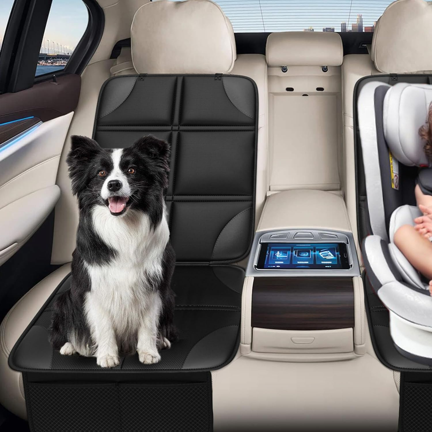 Paquete de 2 protectores de asiento de coche - alfombrillas antideslizantes acolchadas gruesas para asientos de coche de bebé- - Image 4