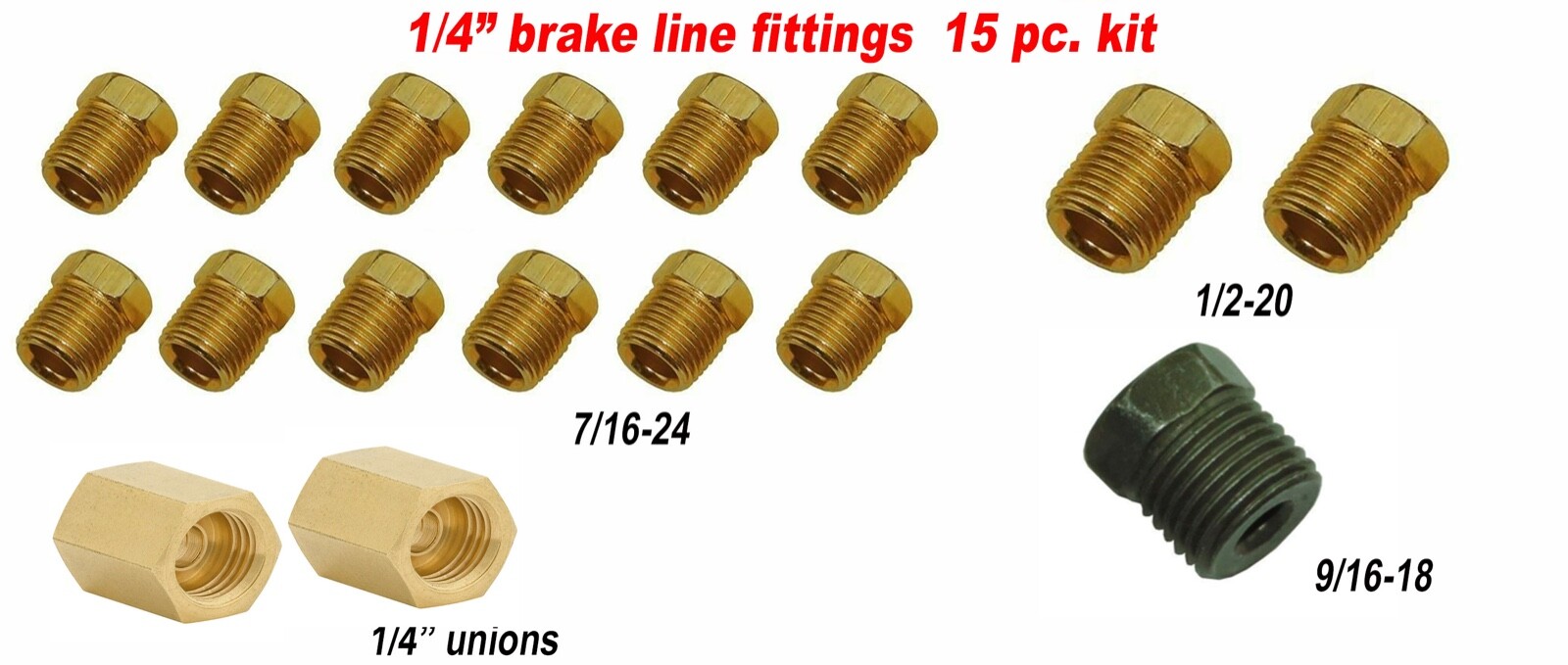 Kits de montaje de línea de freno 1/4 para accesorios de acero comunes + uniones de latón 1/4-