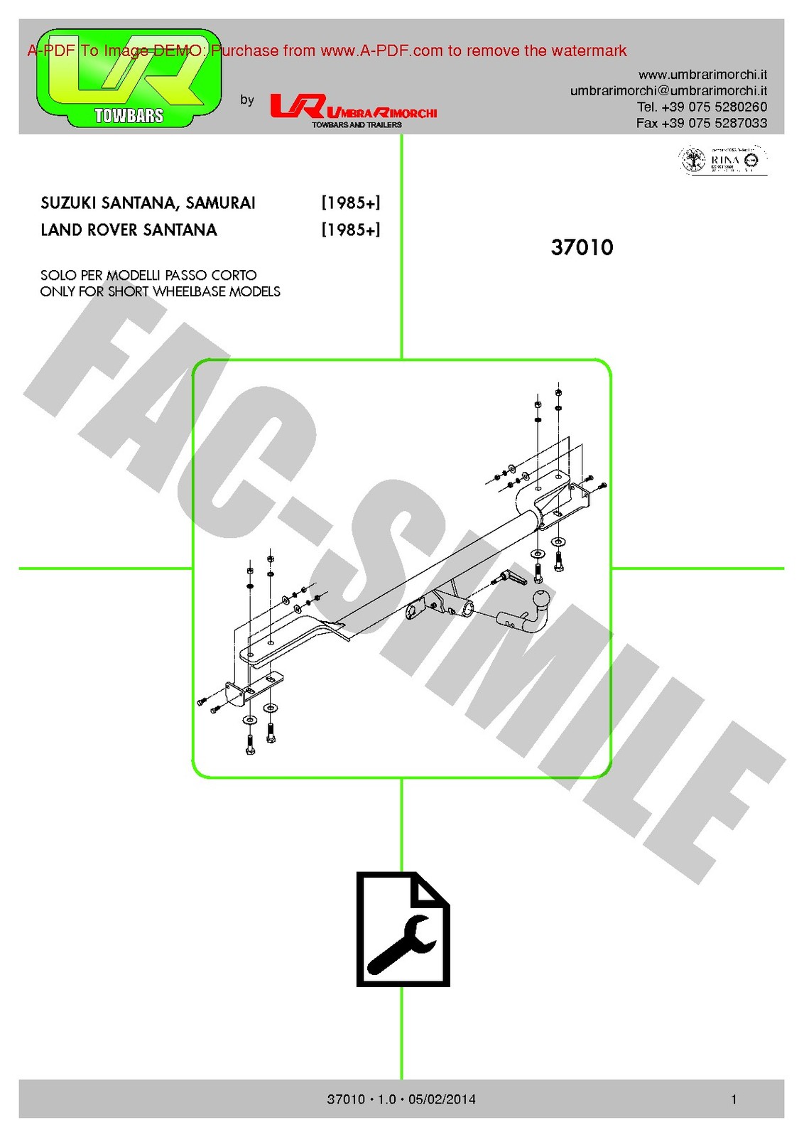 Barra de remolque desmontable horizontal para Suzuki SANTANA - SAMURAI 37010- - Image 3