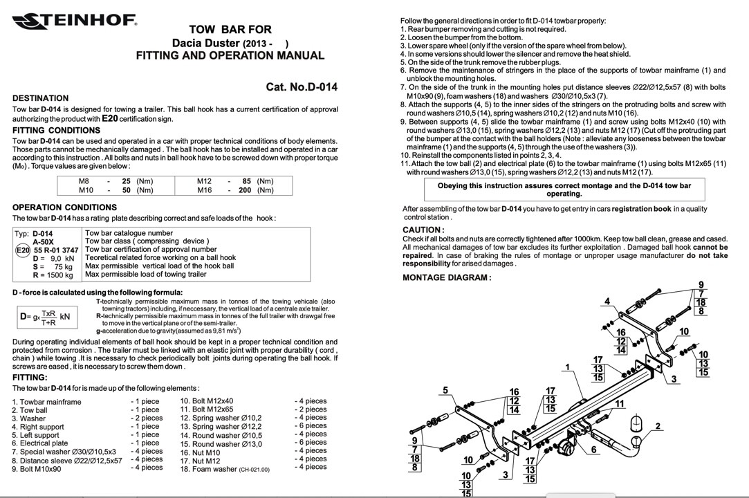Barra de remolque para DACIA Duster tracción en las 2 y 4 ruedas se adapta a Dacia Duster 2013 a 2018- - Image 3
