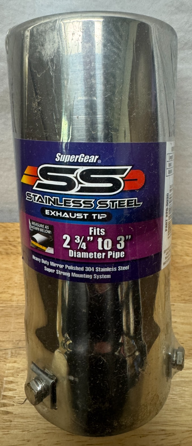 Punta de escape SuperGear SS - Acero inoxidable - Borde redondo laminado 2 3/4-3 x 7 - Nuevo-