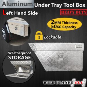 Aluminium Under Tray Ute Tool Box LHS Heavy Duty Vehicle Chest Storage w Lock Co