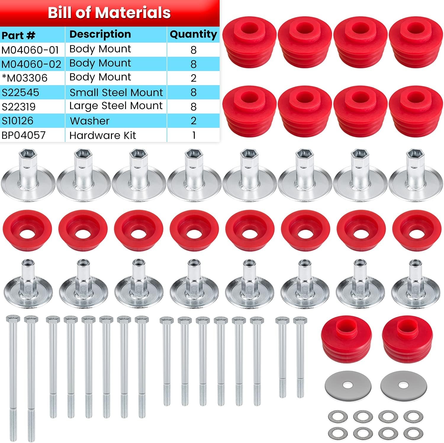 Kit de buje de montaje de carrocería KF04060BK para Ford F250 F350 Super Duty 2008-2016 2x4 4x4- - Image 3