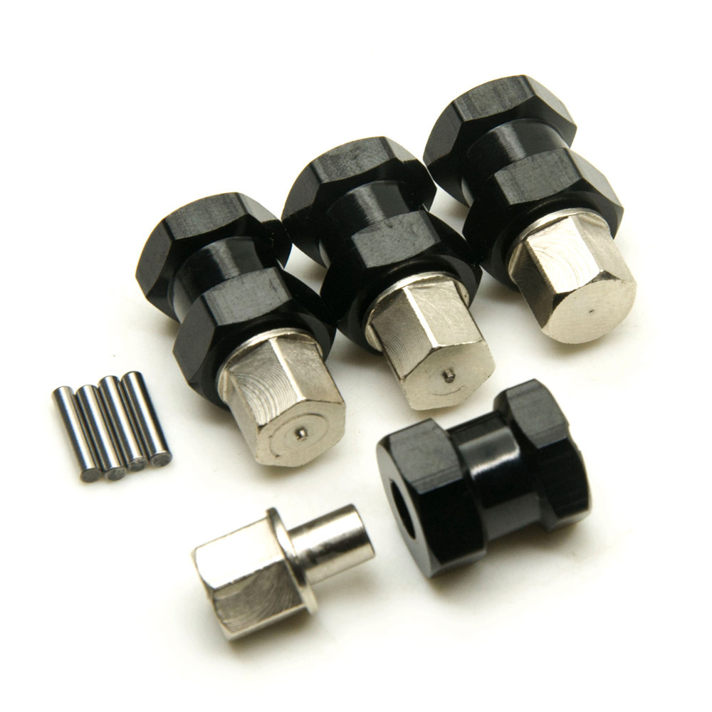 Rueda adaptadora hexagonal de aluminio de 12 mm (4) buje de 15 mm desplazamiento para SCX10 WRAITH 4x4 negra EE. UU.- - Image 4