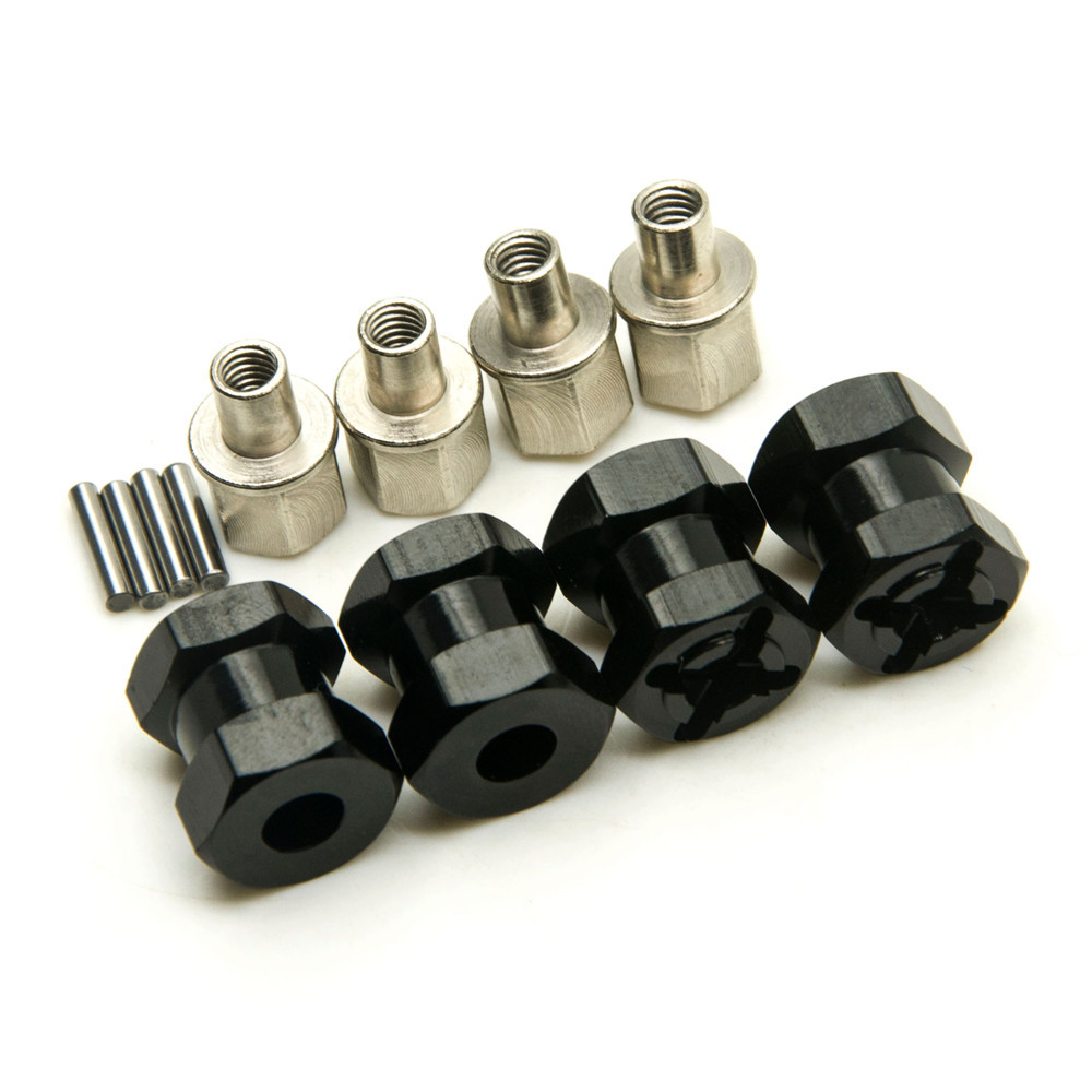 Rueda adaptadora hexagonal de aluminio de 12 mm (4) buje de 15 mm desplazamiento para SCX10 WRAITH 4x4 negra EE. UU.- - Image 5