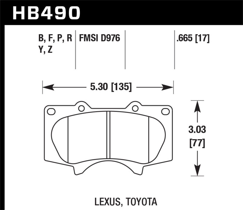 Pastillas de freno de calle Hawk LTS HB490Y.665 para SUV Toyota Tacoma Lexus GX460- - Image 2