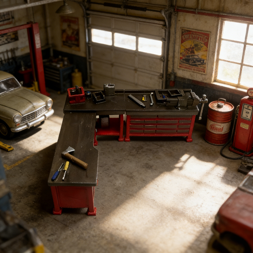 1/64 Diorama Automotive Repair Workbench Scene Props for Car Model Display