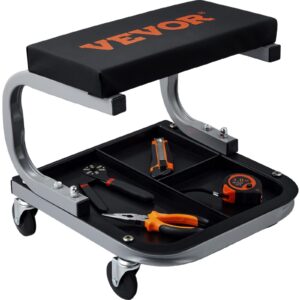 Heavy Duty Automotive Workshop Stool Black Gray Rolling Mechanic Stool