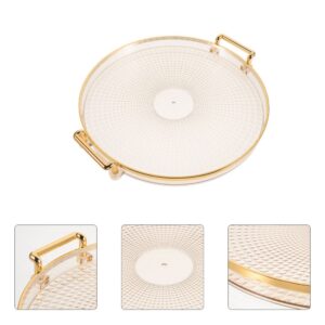 Bandeja redonda de plástico dorado para mesa para servir taza de té y pequeñas artesanías-