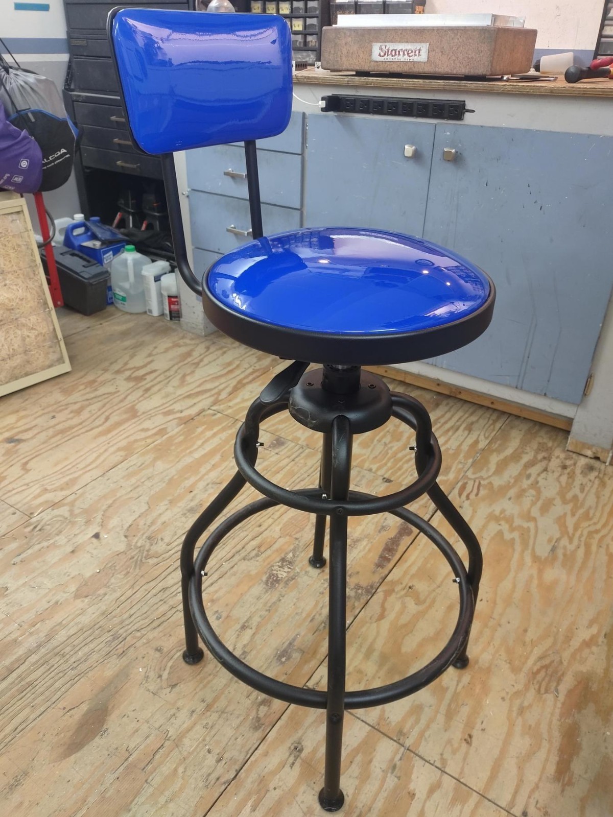 Adjustable Hydraulic Seat Garage Bench Mechanic Seat Backrest Chair Stool BLUE
