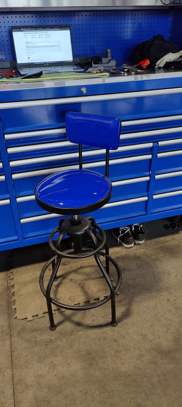 Adjustable Hydraulic Seat Garage Bench Mechanic Seat Backrest Chair Stool BLUE - Image 4