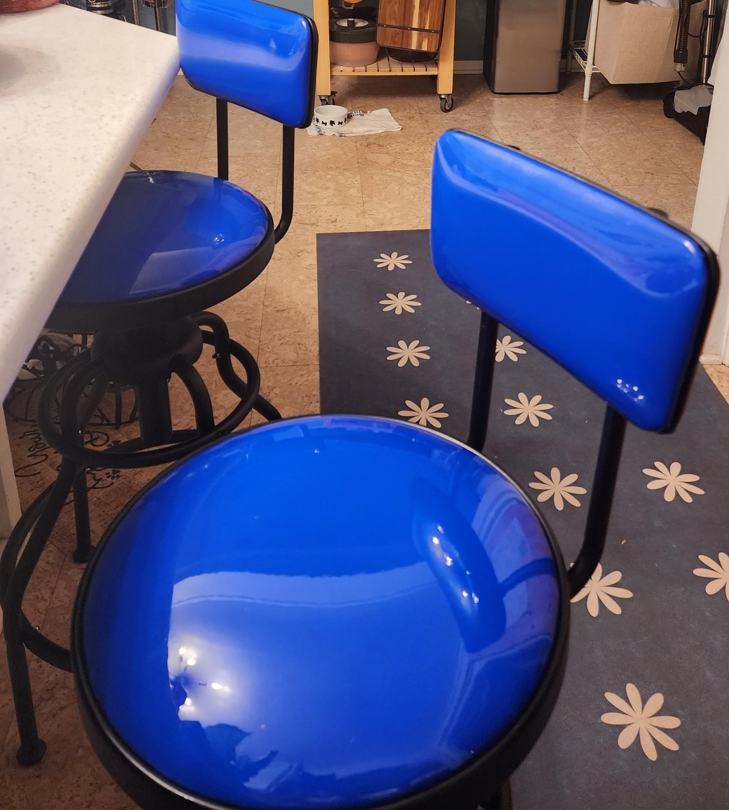Adjustable Hydraulic Seat Garage Bench Mechanic Seat Backrest Chair Stool BLUE - Image 5