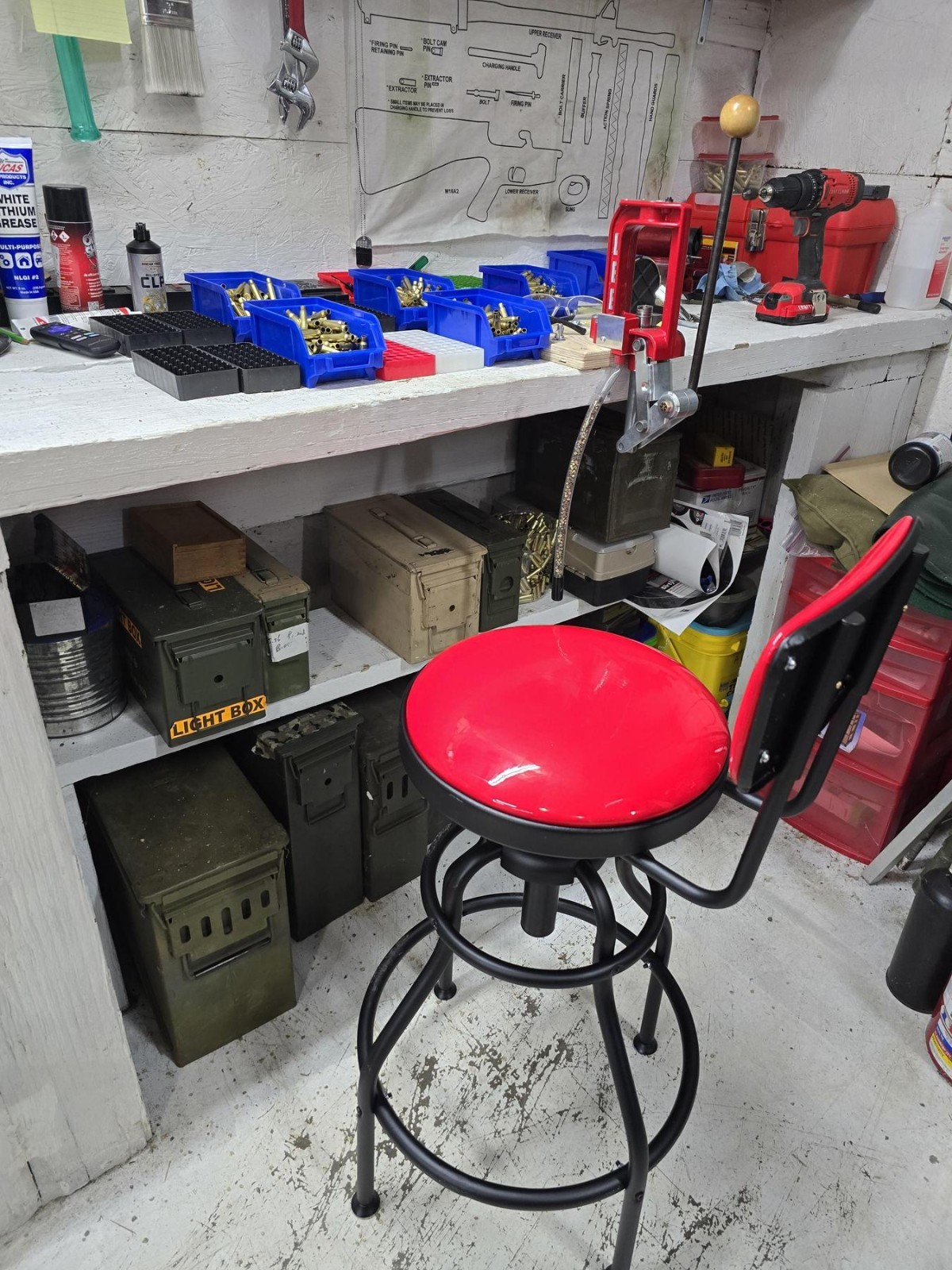 Adjustable Hydraulic Seat Garage Bench Mechanic Seat Backrest Chair Stool RED - Image 4