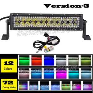 Combo de barra de luz LED de 14" 72W con persecución de halo RGB para camión 4X4 4x4 barco SUV ATV-