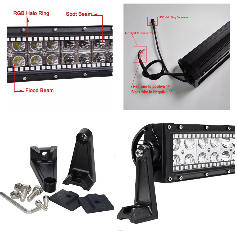 Combo de barra de luz LED de 14" 72W con persecución de halo RGB para camión 4X4 4x4 barco SUV ATV- - Image 3